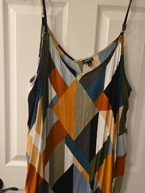 torrid Multicolor Geometric Tank Top - Teal, Mustard, Olive, Black, Tan